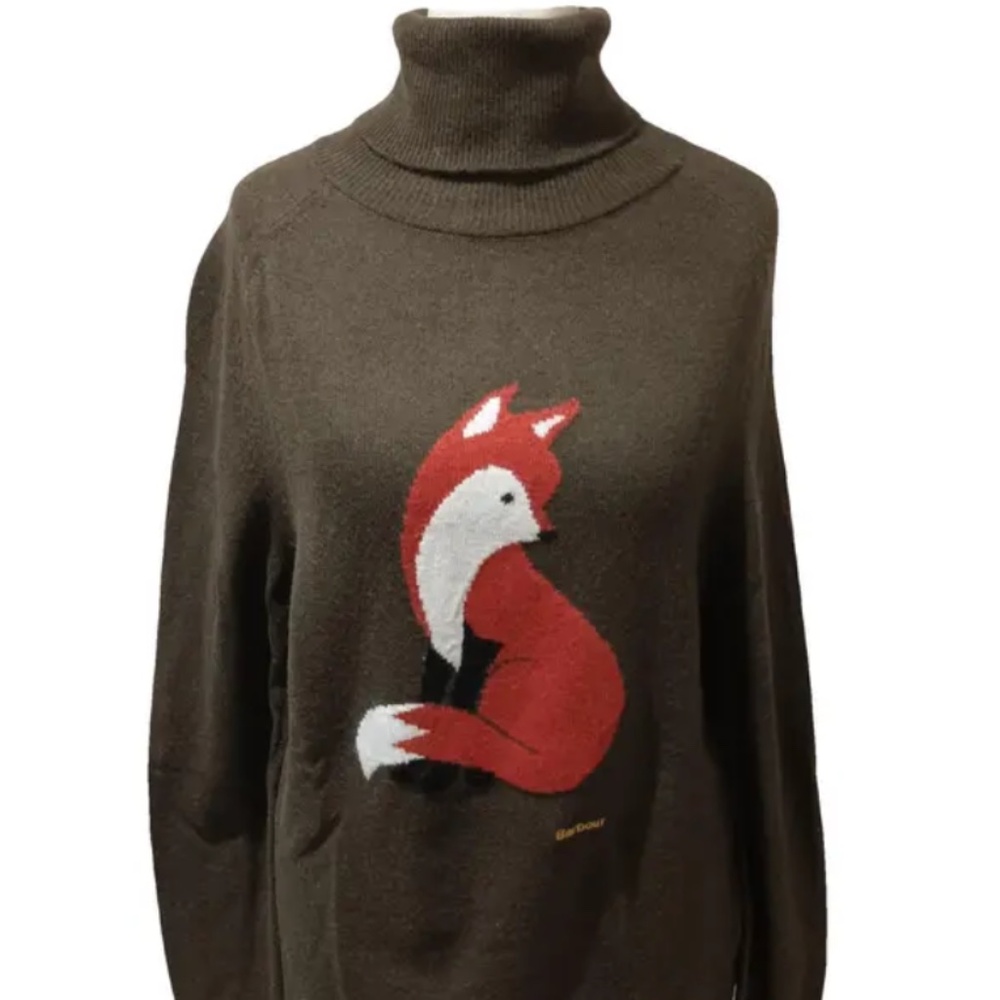 Barbour Farne Knit Sweater - Olive Sz 6